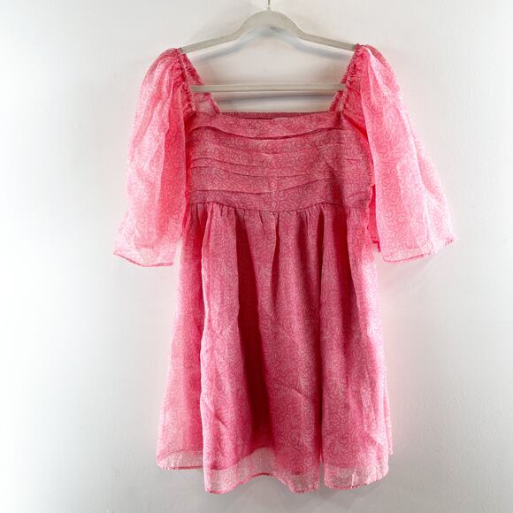 Abercrombie & Fitch Emerson Angel Short Sleeve Mini Dress Pink Large - Picture 2 of 4